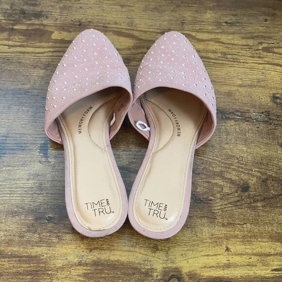 Time & Tru Dusty Pink Studded Rounded Toe Mules - Picture 6 of 11